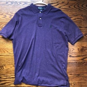 purple polo shirt